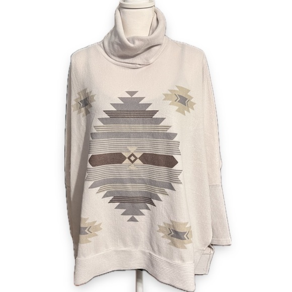 NWT Simply Southern Aztec Turtleneck Cowl Neck Sweater P2P 34” OSFA NWT - Picture 5 of 16